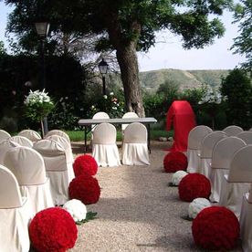 Flores Gares pasillo con bolas de claveles